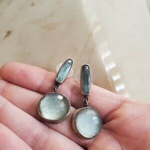 Terri Logan silver and turqoise glass earrings
